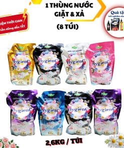 1 Thùng nước giặt & xả HygienC Plus (8 túi) - Khối lượng 2,6Kg